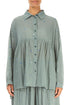 Flared Sage Embroidered Petals Cotton Shirt 1