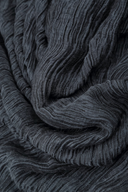 Flared Slate Crinkled Silk Skirt
