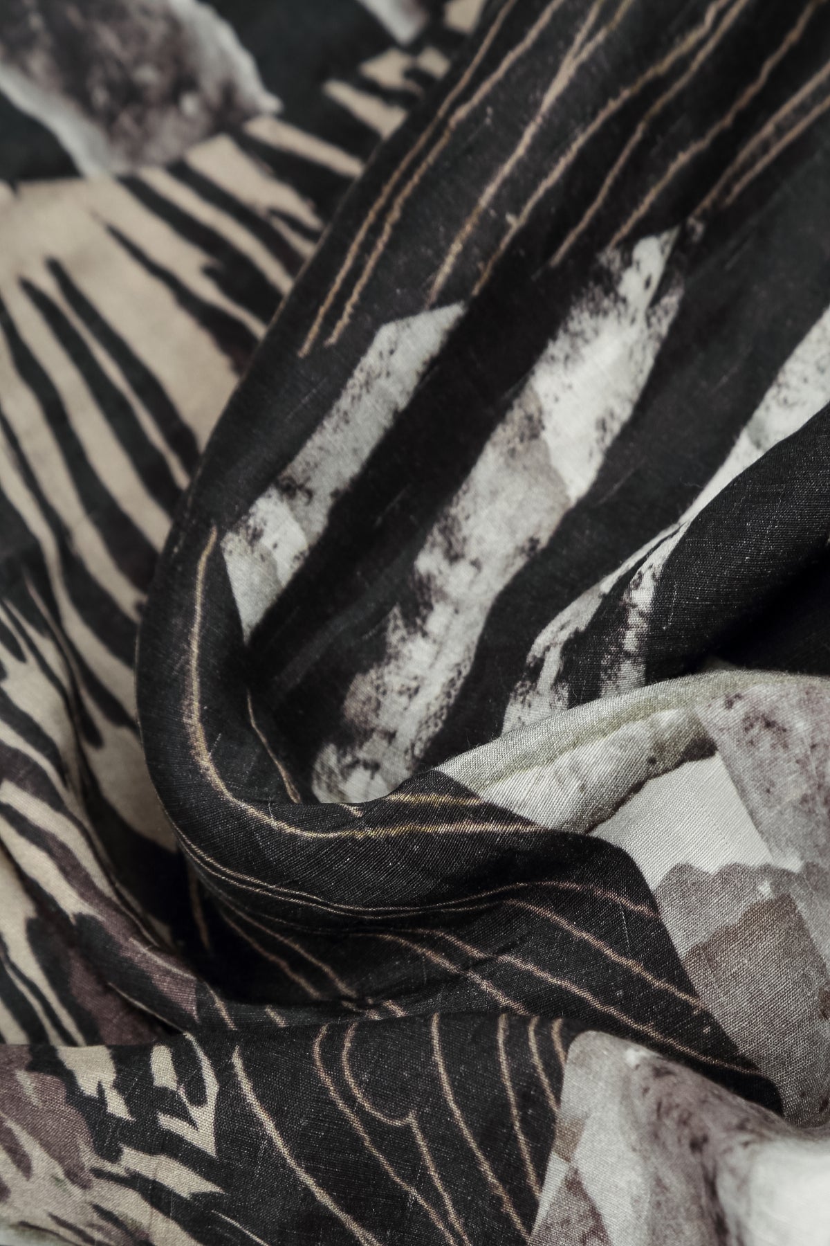 Flared Textured Wild Ink Silk Linen Tunic 6