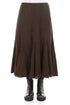 Flared Truffle Brown Crinkled Silk Skirt 1