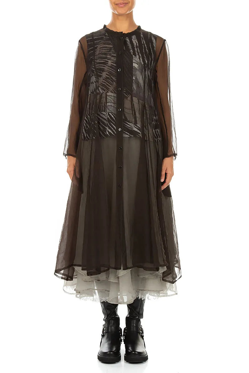 Flowing Black Silk Chiffon Jacket