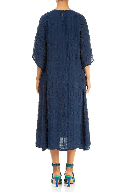 Flowing Navy Layered Silk Dress 2