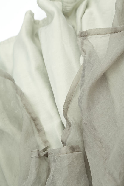 Flowing Olive Grey Silk Chiffon Dress