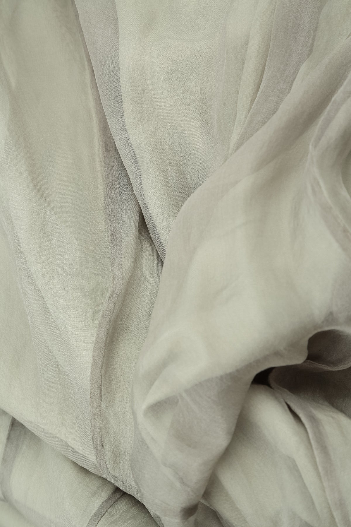 Flowing Olive Grey Silk Chiffon Dress