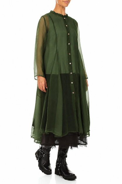 Flowing Shamrock Green Silk Chiffon Jacket