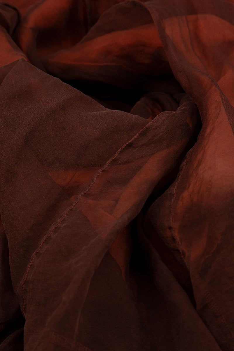Flowy Rust Silk Chiffon Dress 5
