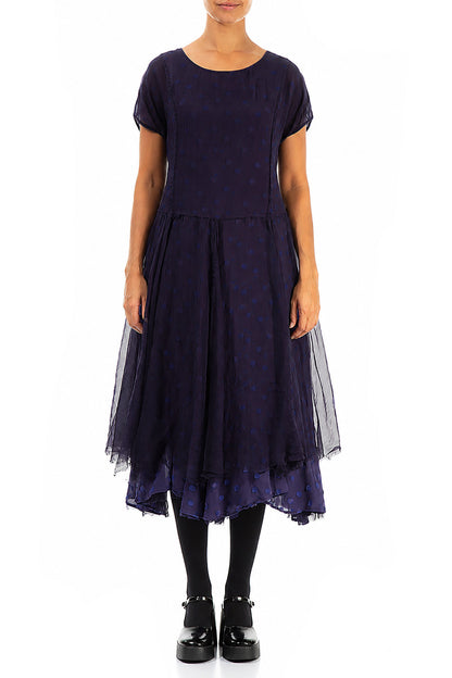 Flowy Dotty Royal Purple Silk Chiffon Dress