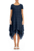 Flowy Layered Navy Light Silk Dress 1