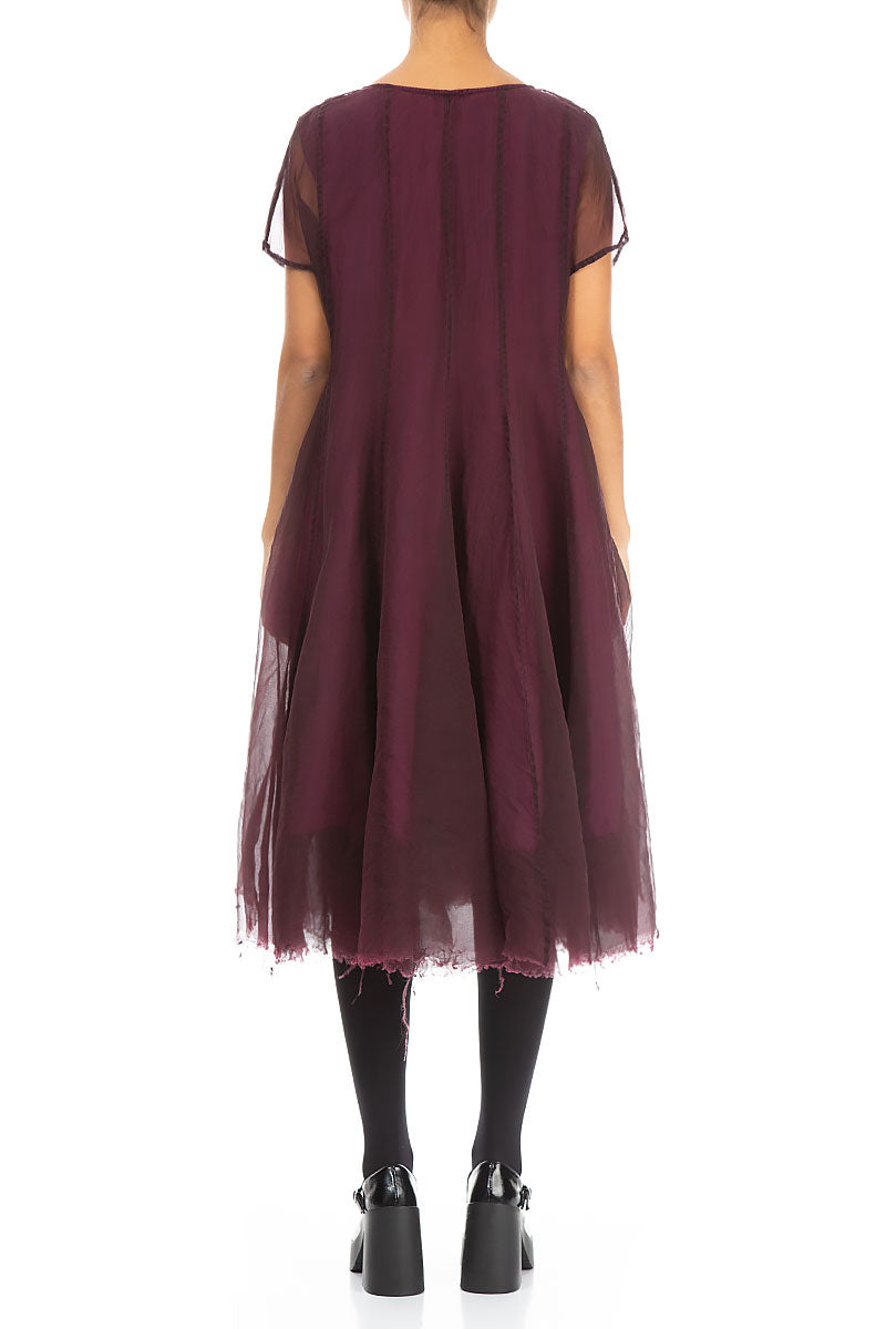 Flowy Magenta Silk Chiffon Dress