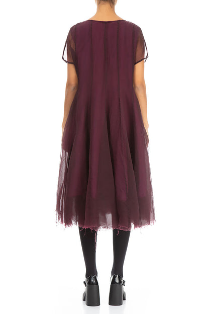 Flowy Magenta Silk Chiffon Dress