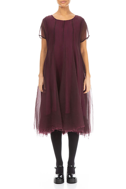Flowy Magenta Silk Chiffon Dress