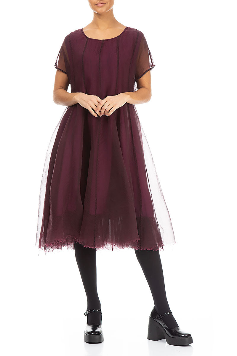 Flowy Magenta Silk Chiffon Dress