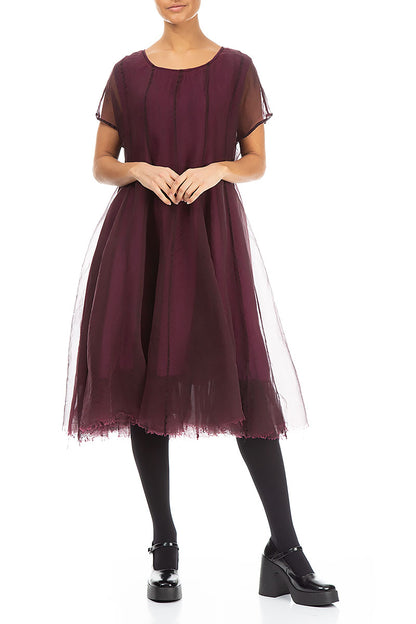 Flowy Magenta Silk Chiffon Dress