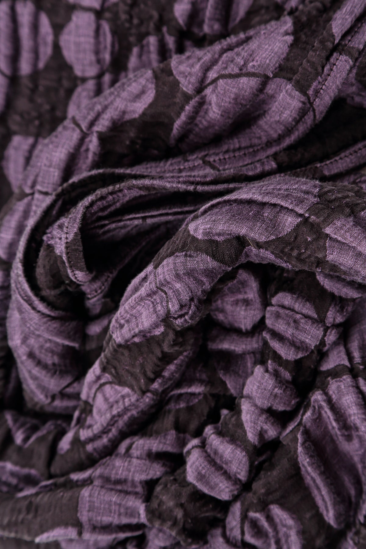 Gathered Neck Deep Plum Circle Silk Linen Dress