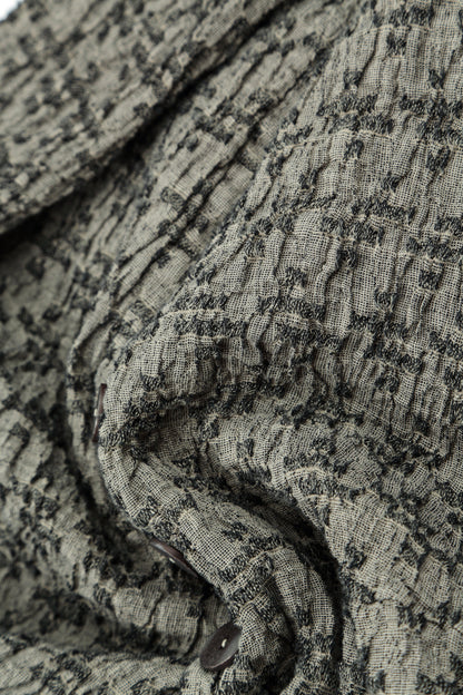 Geometric Texture Olive Grey Linen Dress 6