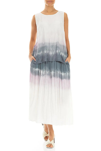 Grey Blush Ombré Crumpled Pure Silk Skirt 4