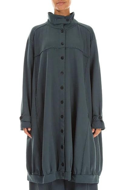 High Collar Slate French Terry Cotton Jacket