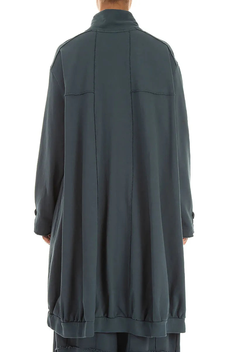 High Collar Slate French Terry Cotton Jacket