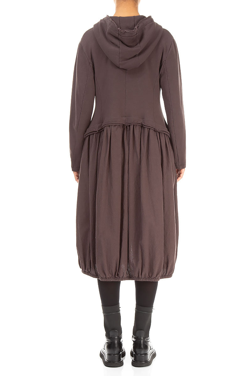 Hooded Truffle Brown Cotton Jacket Dress