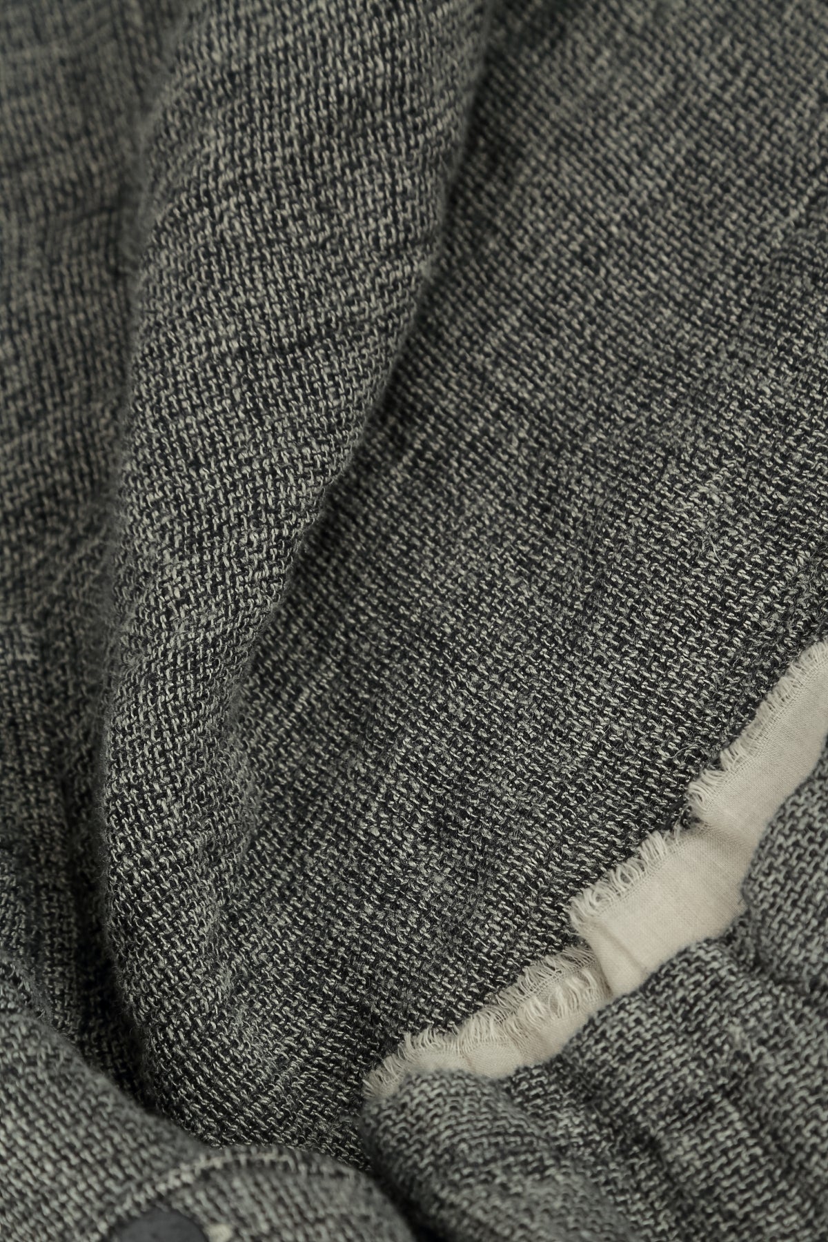 Layered Olive Grey Mélange Linen Shirt