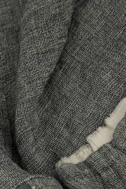 Layered Olive Grey Mélange Linen Shirt
