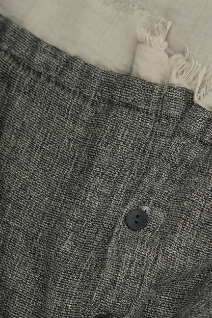 Layered Olive Grey Mélange Linen Shirt