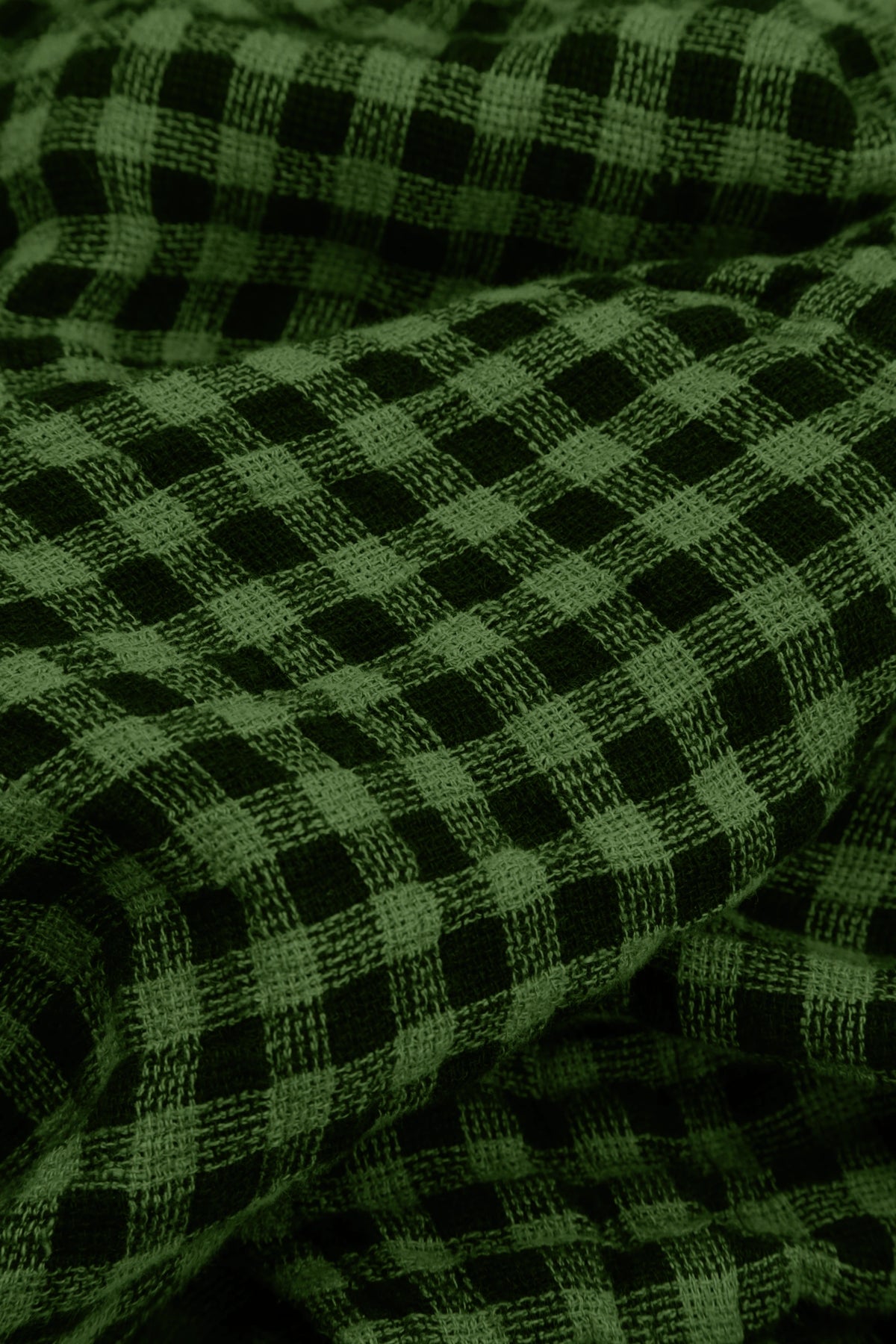 Floaty Shamrock Green Check Linen Midi Dress