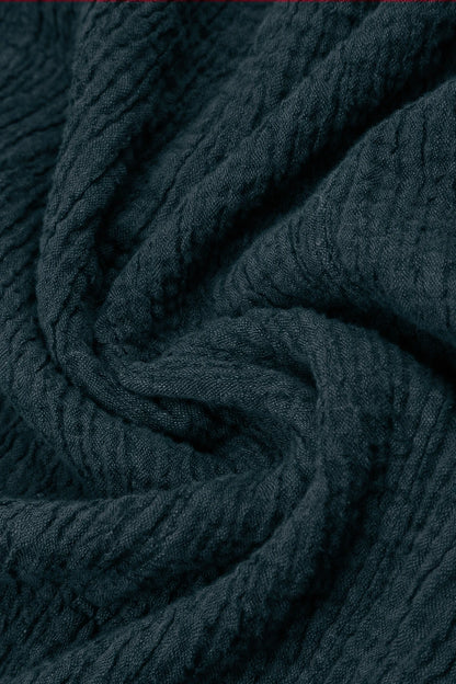 V-Neck Deep Turquoise Textured Linen Dress 5