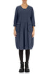 Large Pockets Slate Blue Cotton Dress 1