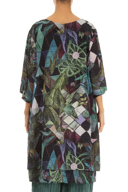 Layered Art Mosaic Textured Silk Tunic 2