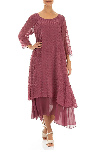 Layered Dotty Antique Ruby Silk Dress 4