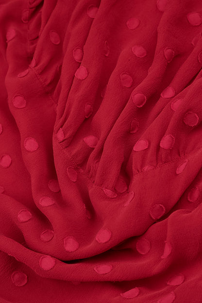 Layered Dotty Cherry Red Silk Blouse 5
