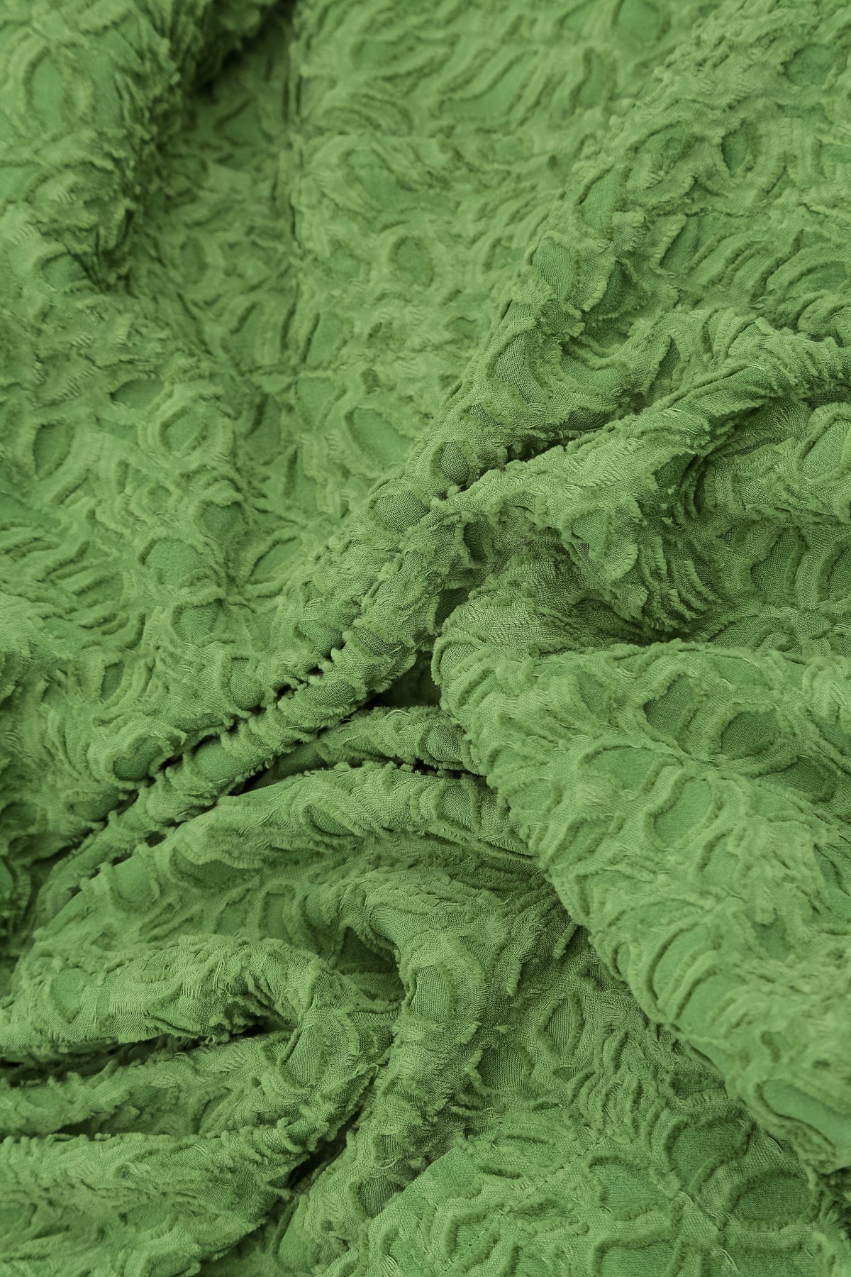 Layered Shamrock Green Floral Texture Silk Blouse 5