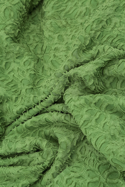 Layered Shamrock Green Floral Texture Silk Blouse 5