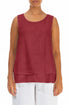 Layered Sleeveless Antique Ruby Gauze Linen Top 1