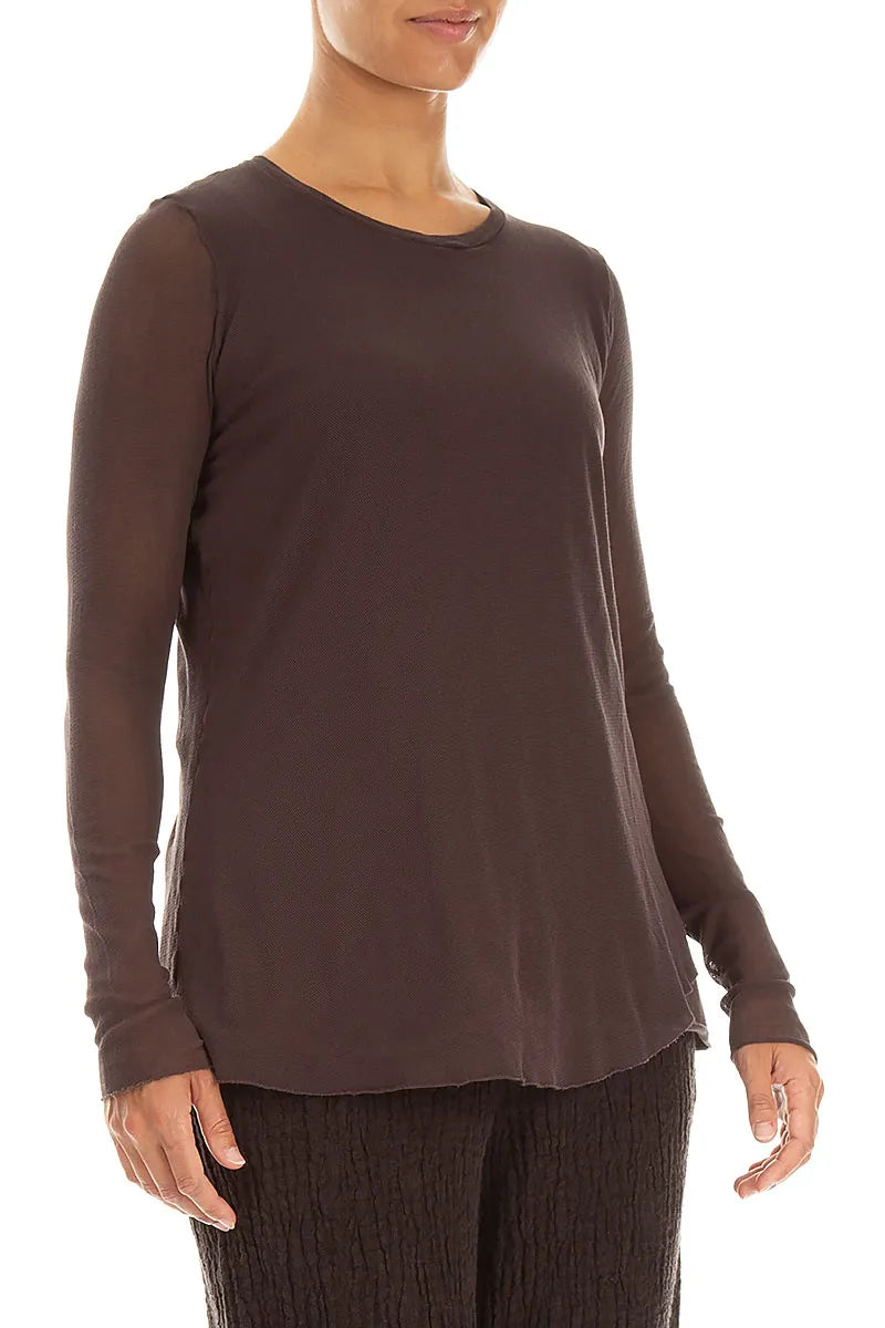 Layered Truffle Brown Mesh Cotton Top 3