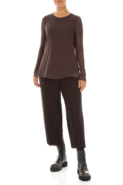 Layered Truffle Brown Mesh Cotton Top 4