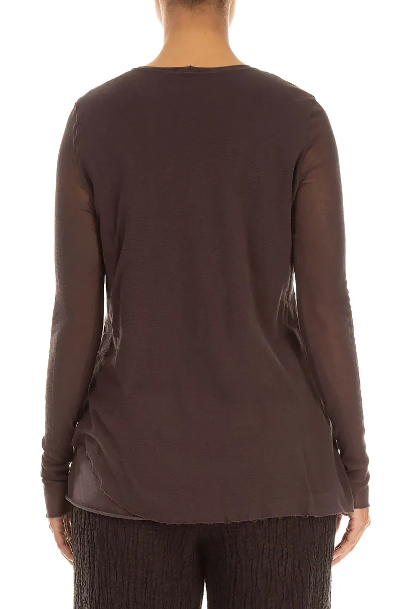 Layered Truffle Brown Mesh Cotton Top 2