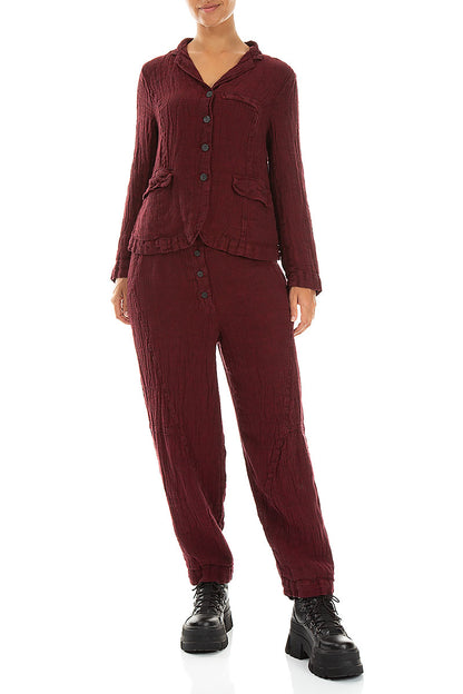 Lined Ruby Mélange Linen Jacket