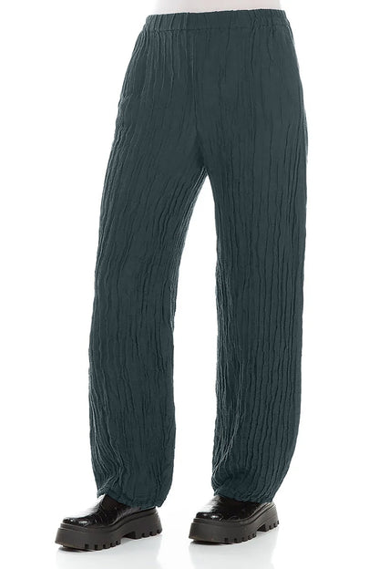 Long Slate Crinkled Trousers