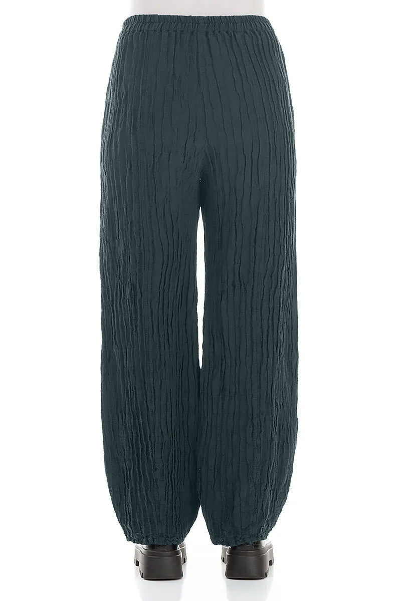 Long Slate Crinkled Trousers