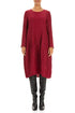 Long Sleeve Balloon Crinkled Ruby Silk Linen Dress 1