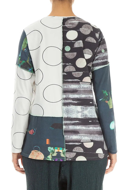 Long Sleeves Mixed Prints Cotton Blouse