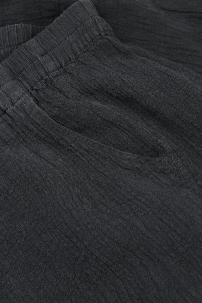 Long Tapered Graphite Linen Viscose Trousers 6