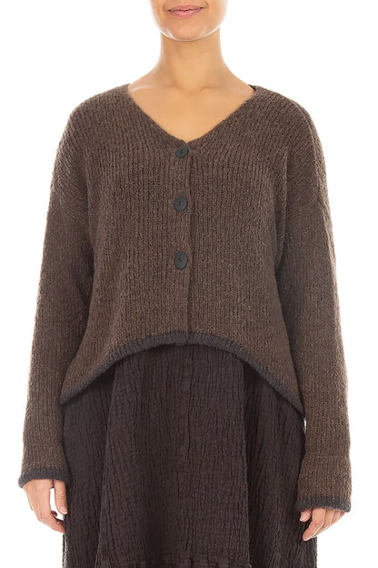 Longer Back Brown Wool Cardigan 1