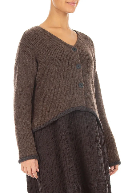 Longer Back Brown Wool Cardigan 3