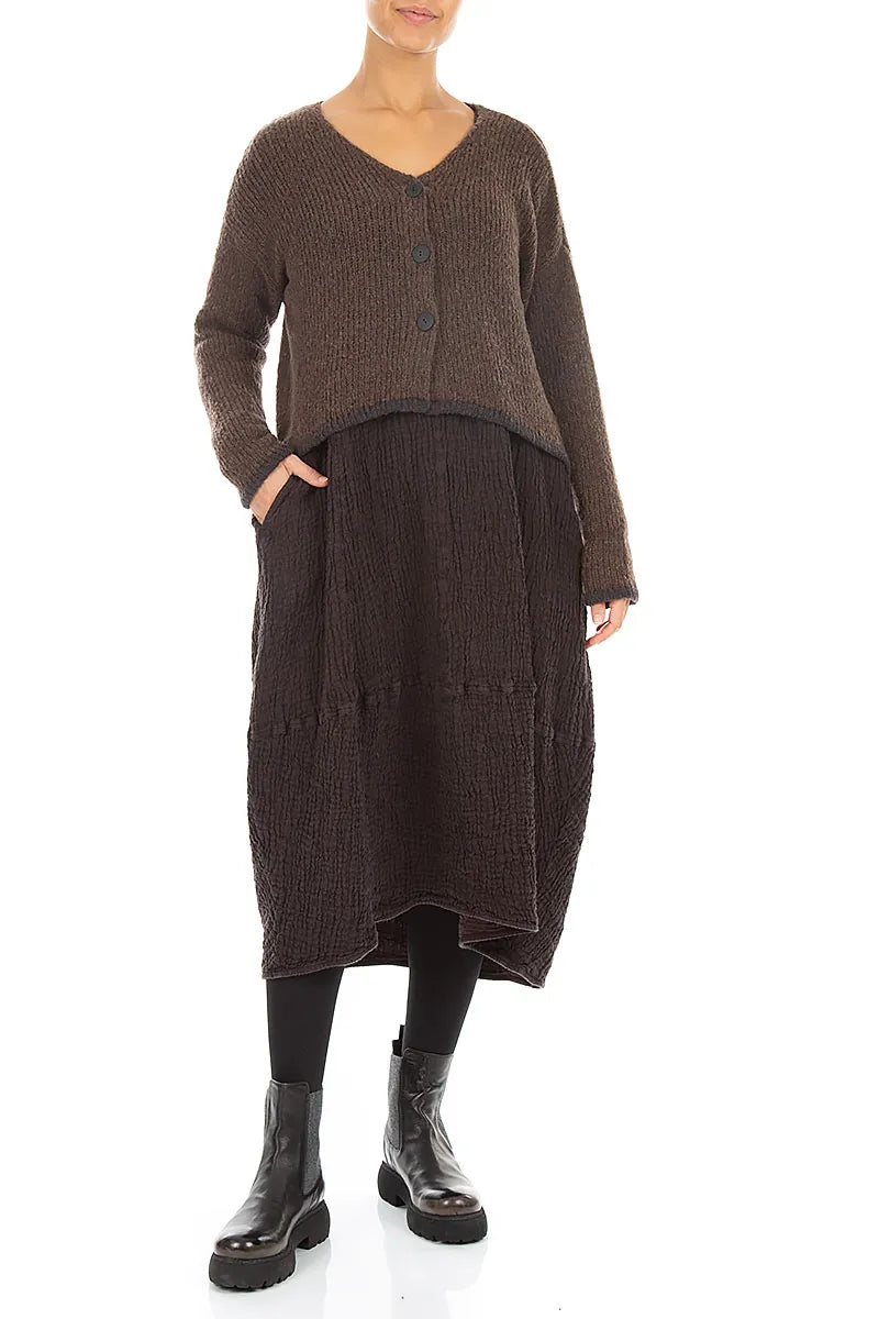 Longer Back Brown Wool Cardigan 4
