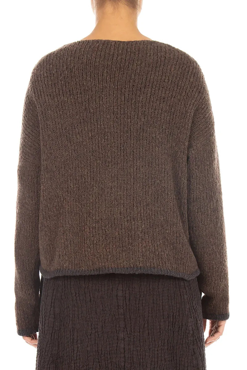 Longer Back Brown Wool Cardigan 2