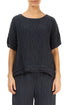 Longer Back Crinkled Graphite Silk Blouse 1