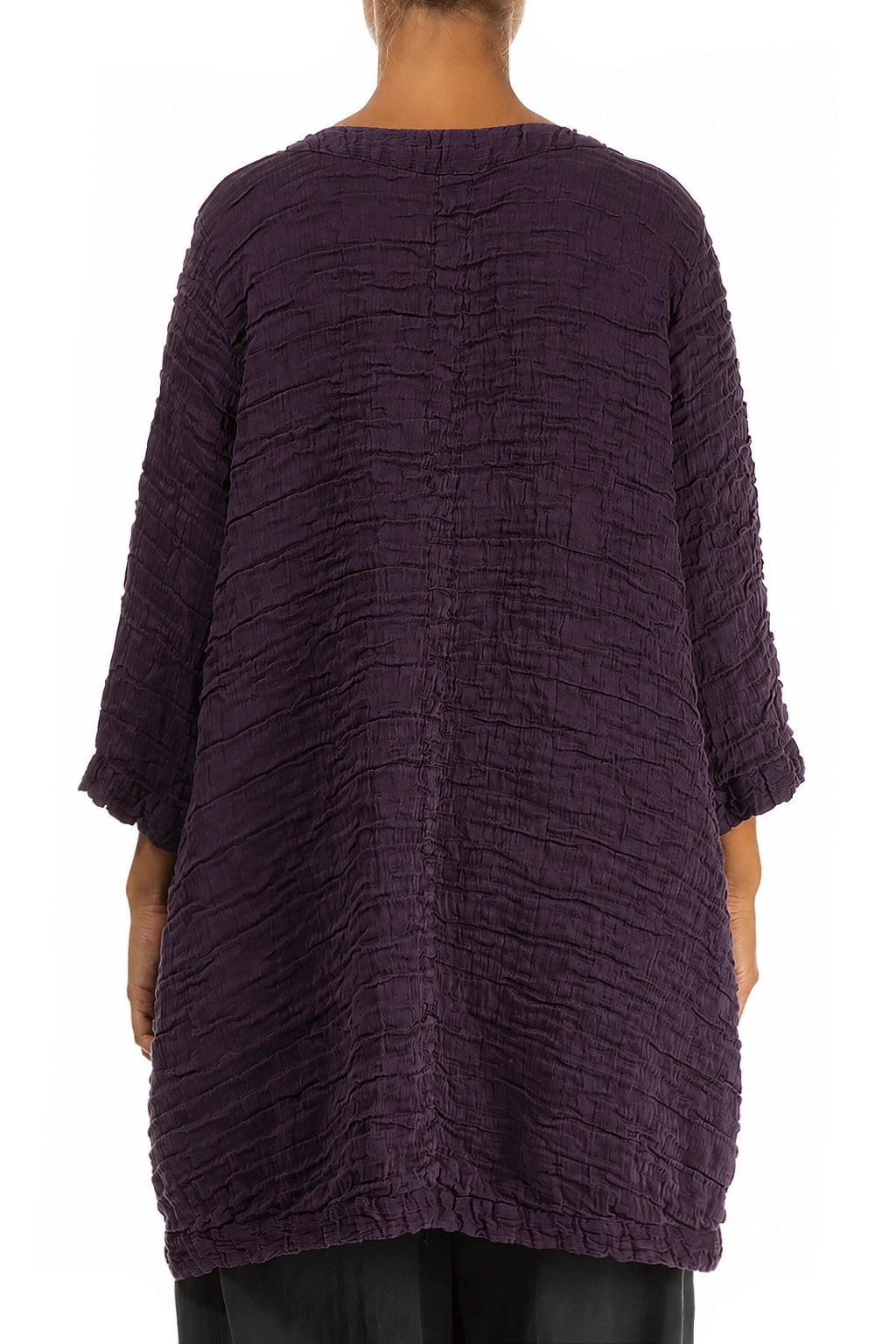 Longer Back Deep Plum Crinkled Silk Tunic 2